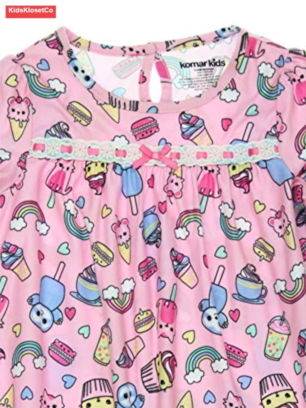 Girls Flannel Granny Gown Nightgown Pajamas 100% Polyester Flame Resistant - Picture 2 of 5